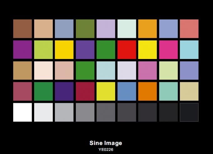 Sineimage DTV Color Rendition แผนภูมิการทดสอบ YE0226 โปร่งใส